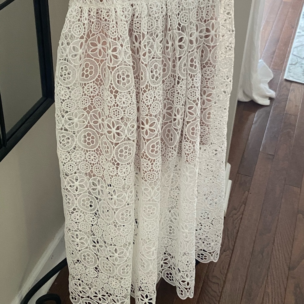 Self-Portrait White Lace Cutout Guipure Dress - Picture 8 of 11